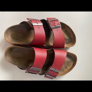 Red Leather Arizona Birkenstock Sandals